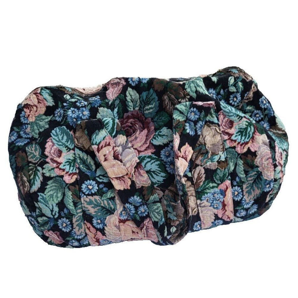 Vintage Floral Print Carpet Bag Duffel Bag - Picture 2 of 5
